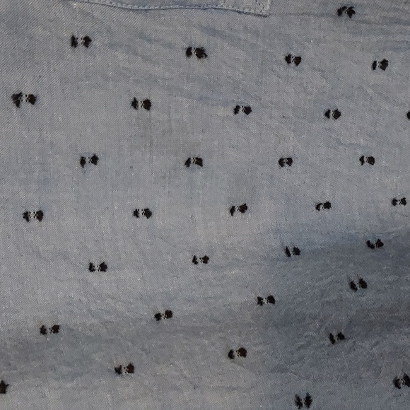 Joie Idonian Clip Dot Chambray Embroidered Long Sleeve Ruffle Blouse - Picture 8 of 12